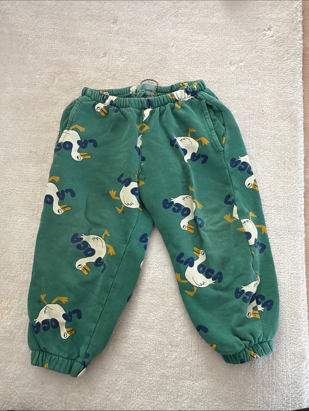Bobo Choses Green Duck-Pattern Joggers